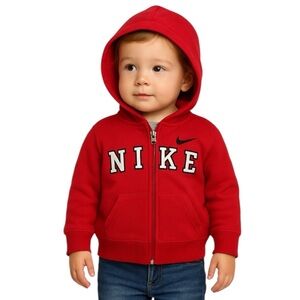 Nike Toddler Red Zip-Up Hoodie 2T Full Zip Sweatshirt